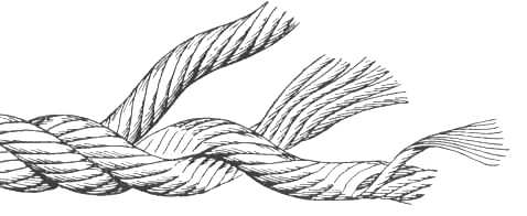 Struktur eines gedrehten Seiles (Rechtsgedreht)